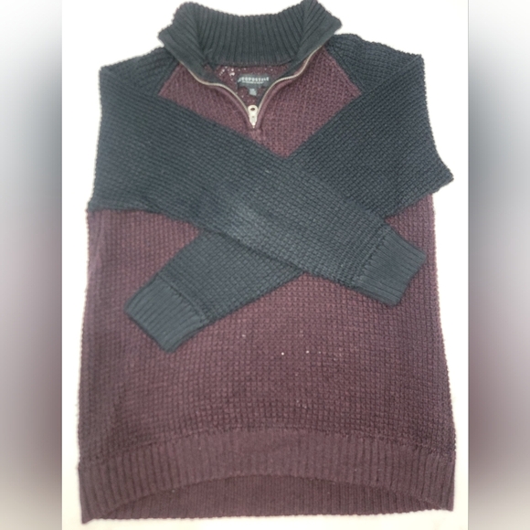 Aeropostale Plum and Black Quarter Zip Up Sweater with Ribbed Texture - Picture 1 of 6